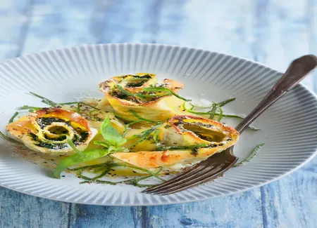 Roses de lasagnes chèvre épinard