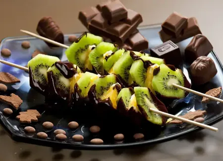 Brochettes de fruits chocolatées