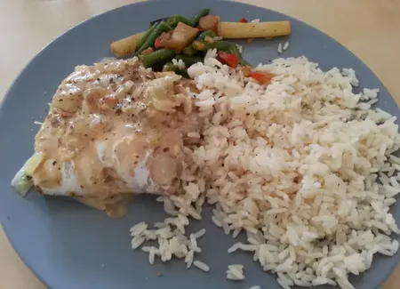 Eglefin à la sauce sucrée/salée