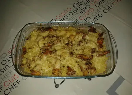 Gratin de pâtes aux girolles