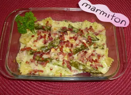 Asperges sur lit de pâtes