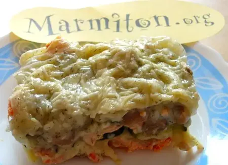 Lasagnes aux deux saumons et courgettes