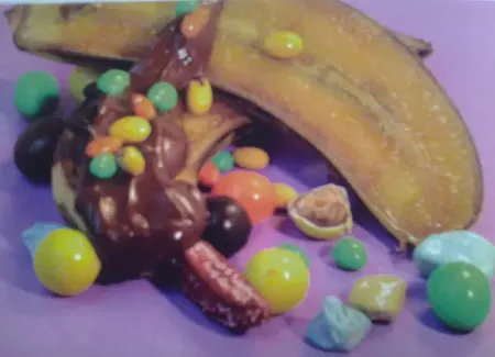 Banane au chocolat et smarties