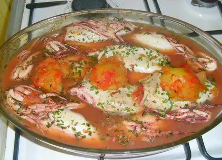 Encornets farcis aux légumes