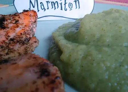 Saumon mariné et sa purée de brocolis