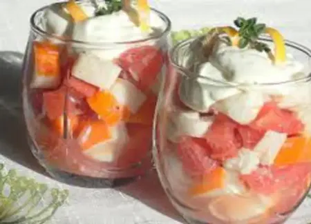 Verrines pamplemousse, ananas et surimi