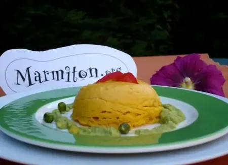 Timbales de carottes à la ricotta, sauce aux petits pois et à la sauge