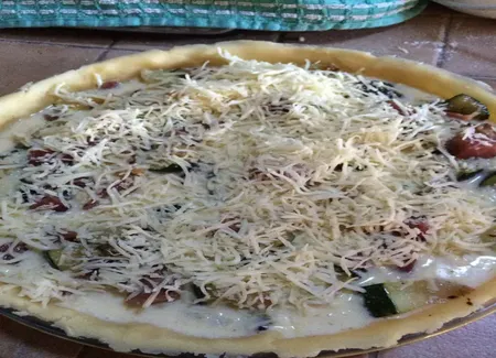 Quiche light courgettes/oignons/jambon