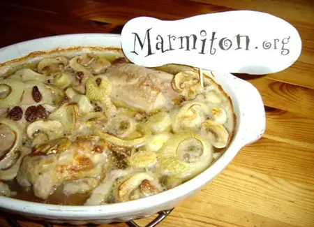 Cuisses de poulet à la bière et aux raisins secs