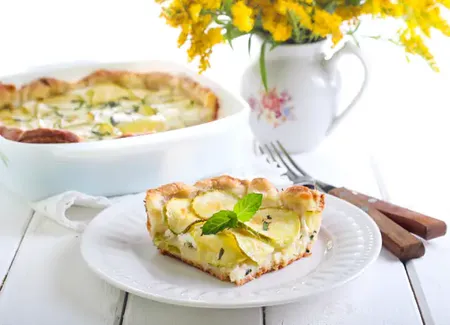 Quiche courgette, chèvre et lardons