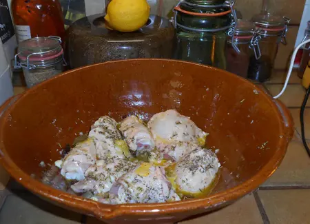 Cuisses de poulet, marinade citron