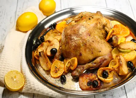 Poulet rôti citron moutarde