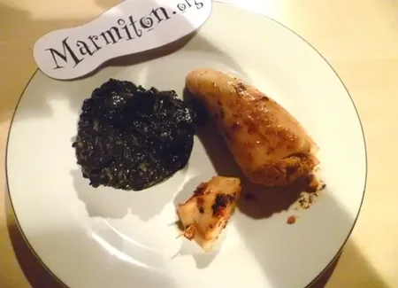 Risotto à l’encre et aux champignons