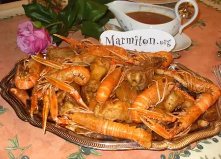 Poulet aux langoustines