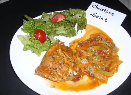 Poulet aux tomates confites et courgettes