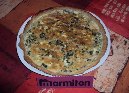 Quiche aux épinards, chèvre et saumon