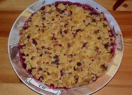 Crumble aux framboises et chocolat blanc