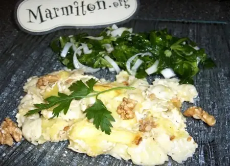 Gratinée de ravioles au st marcellin et aux noix