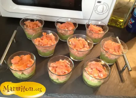 Verrine deux saumons et avocat