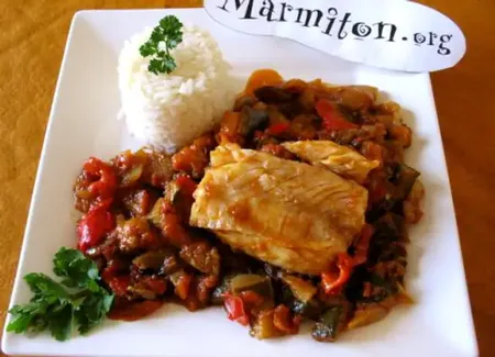 Dos de cabillaud sur ratatouille safranée
