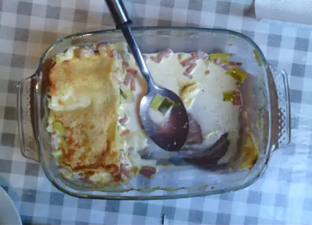 Lasagnes des paresseux de christine : poireaux - lardons