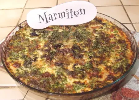 Flan oignons, lardons, champignons