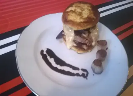 Burger perdu au maroilles et à la bière brune