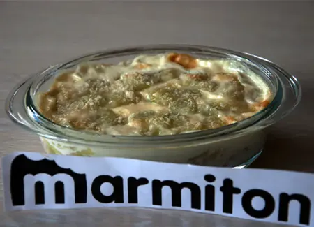Gratin de ravioles au saumon fumé