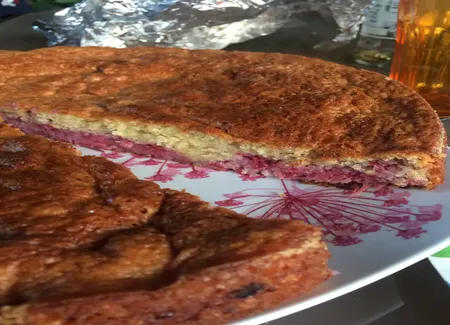 Gâteau fondant framboises - amandes