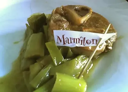 Jarrets de porc aux poireaux et pain d'épices