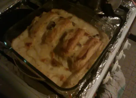 Quenelle sauce bechamel et champignon