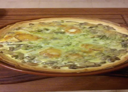 Quiche aux champignons, brocolis et chèvre