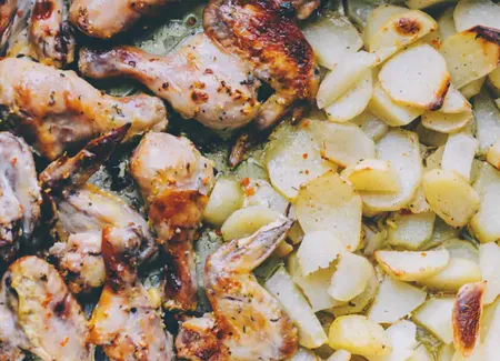 Poulet au vin blanc et oignons