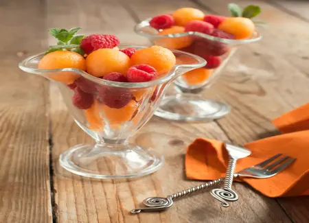 Soupe de melon aux framboises