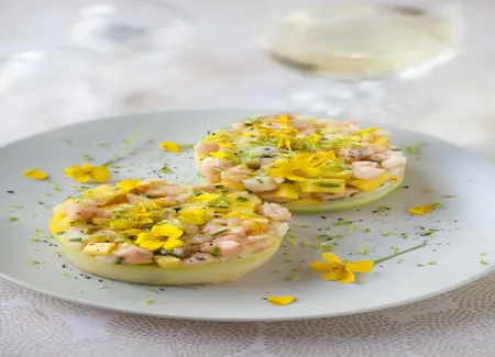 Tartare saumon crevettes et mangue