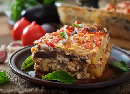 Moussaka d'aubergine à l'agneau