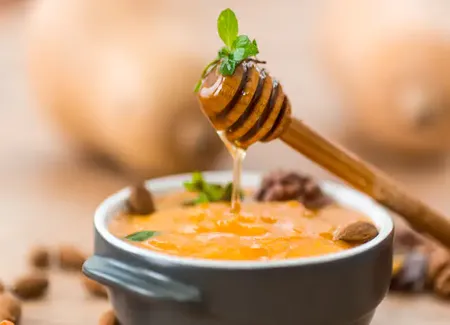 Mousse glacée au miel et amandes
