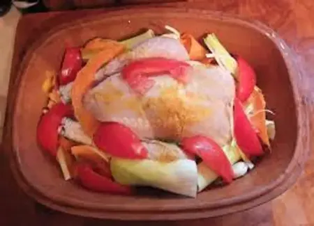 Poulet au four en romertopf