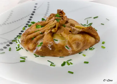 Aumônière de crêpes aux deux saumons