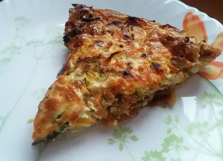 Tarte aux carottes, poireaux et chèvre