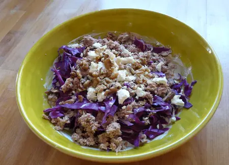 Salade de choux rouge au thon sauce fromage blanc