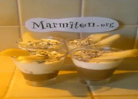 Verrine mousse aux 2 chocolats et poires williams