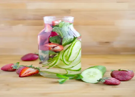 Detox water fraise concombre