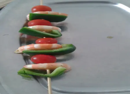 Brochette de crevettes grillées aux herbes