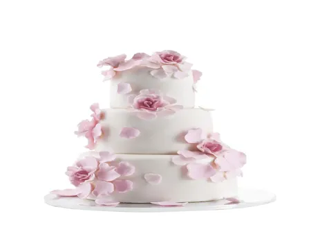 Wedding cake blanc aux pétales de fleur