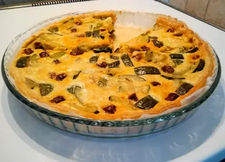 Quiche merguez, cumin et courgettes
