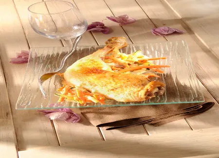 Chapon truffé poché au champagne