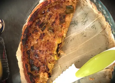 Tarte fondante aux poireaux et oignons