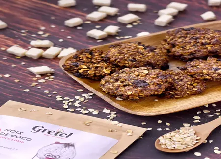 Cookies avoine chocolat, noix de coco et banane