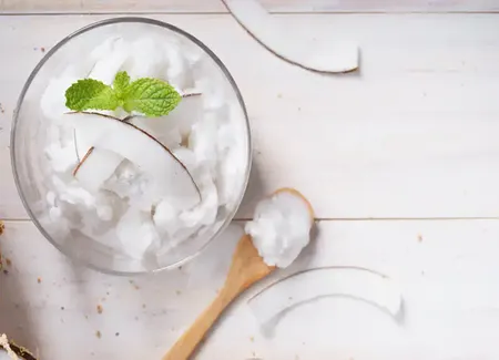 Crème de café et granité de coco au rhum
